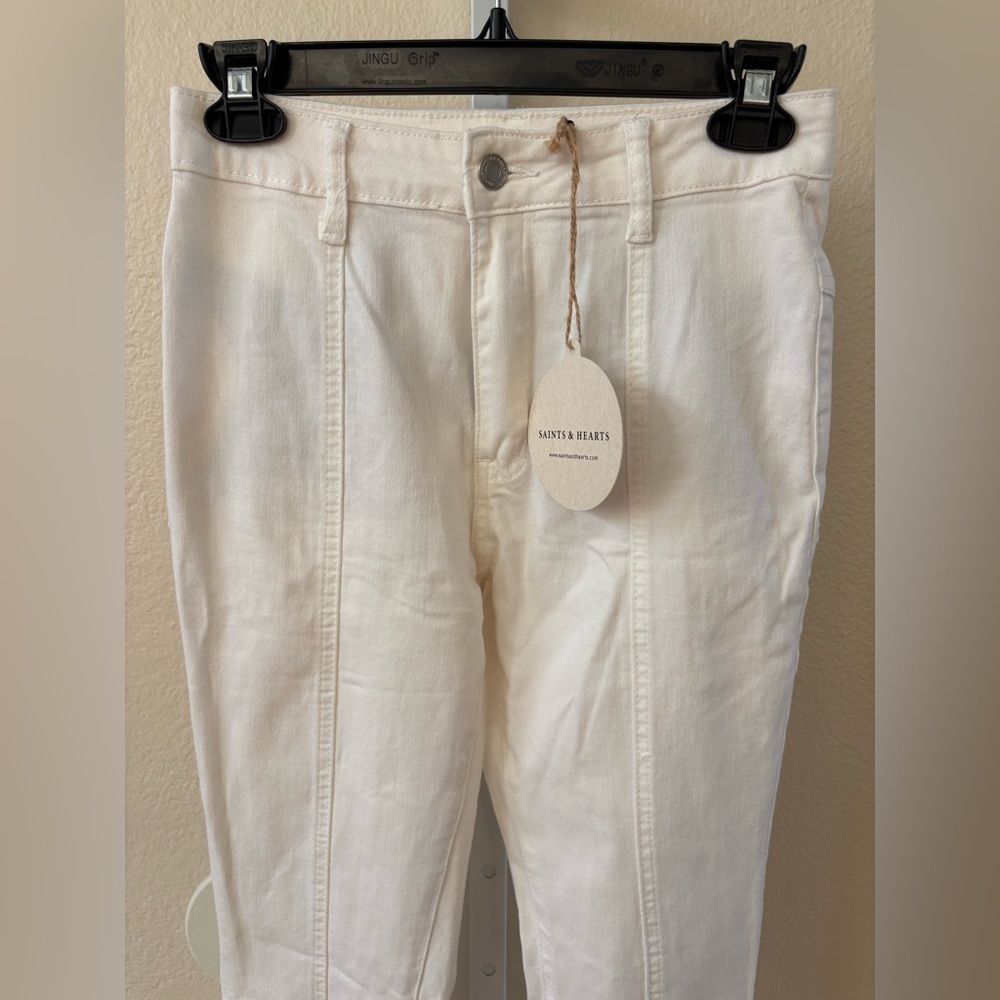 NWT - Saints & Hearts We've Got Spirit Flare Pants in White and Brown - Size S - Picture 5 of 6